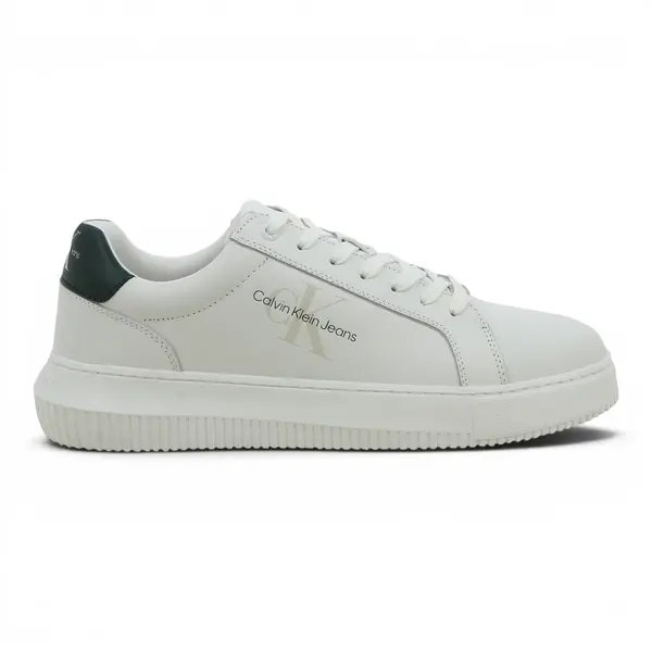 YM0YM00681-0YG CK JEANS CHUNKY CUPSOLE MONO LTH Bright White/Green Palm
