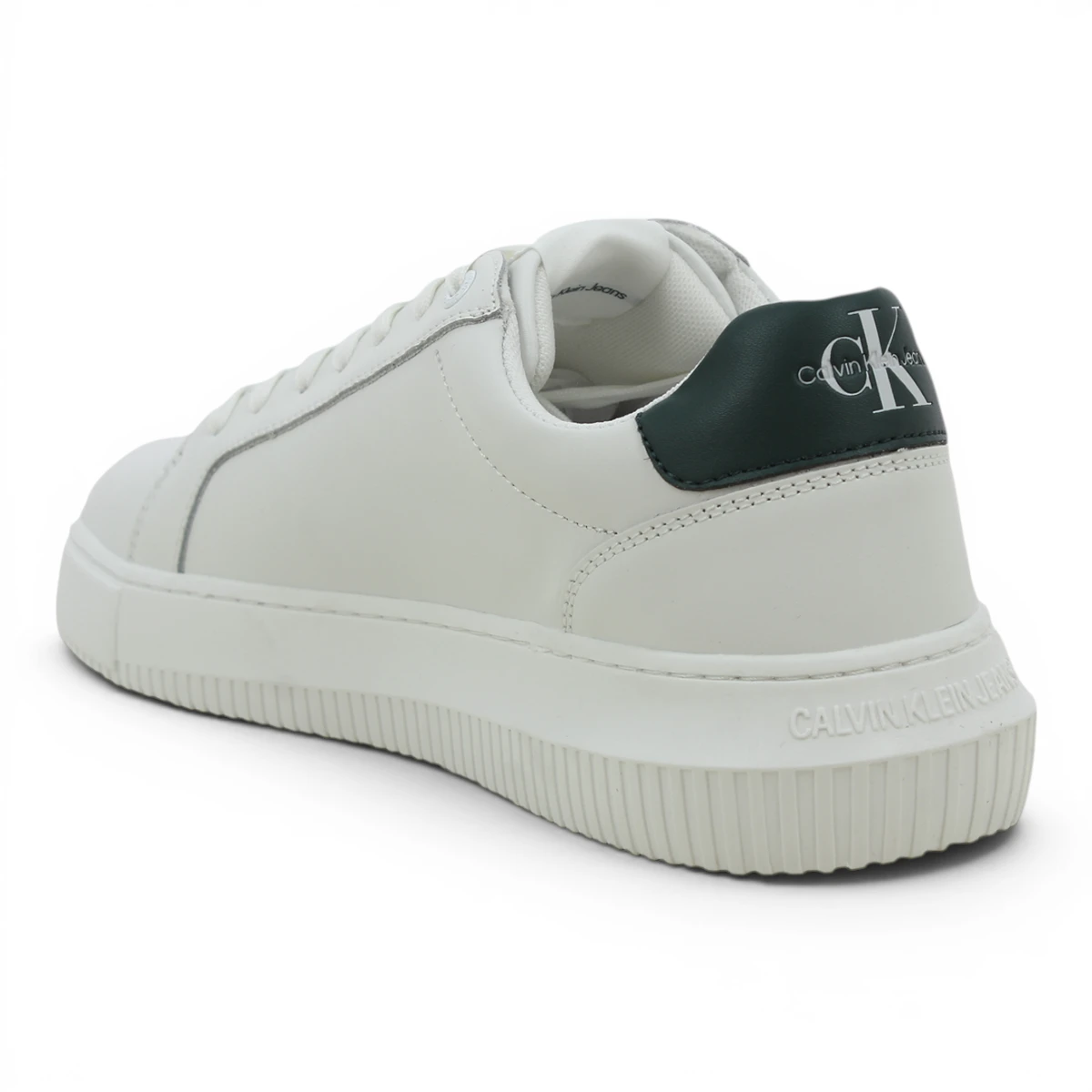 YM0YM00681-0YG CK JEANS CHUNKY CUPSOLE MONO LTH Bright White/Green Palm