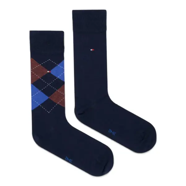 100001495-061 TH men sock check 2p CHESTNUT/NAVY