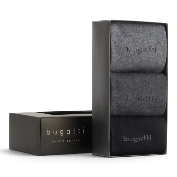 6803X610 Bugatti čarape muške 3er BOX uni black mix