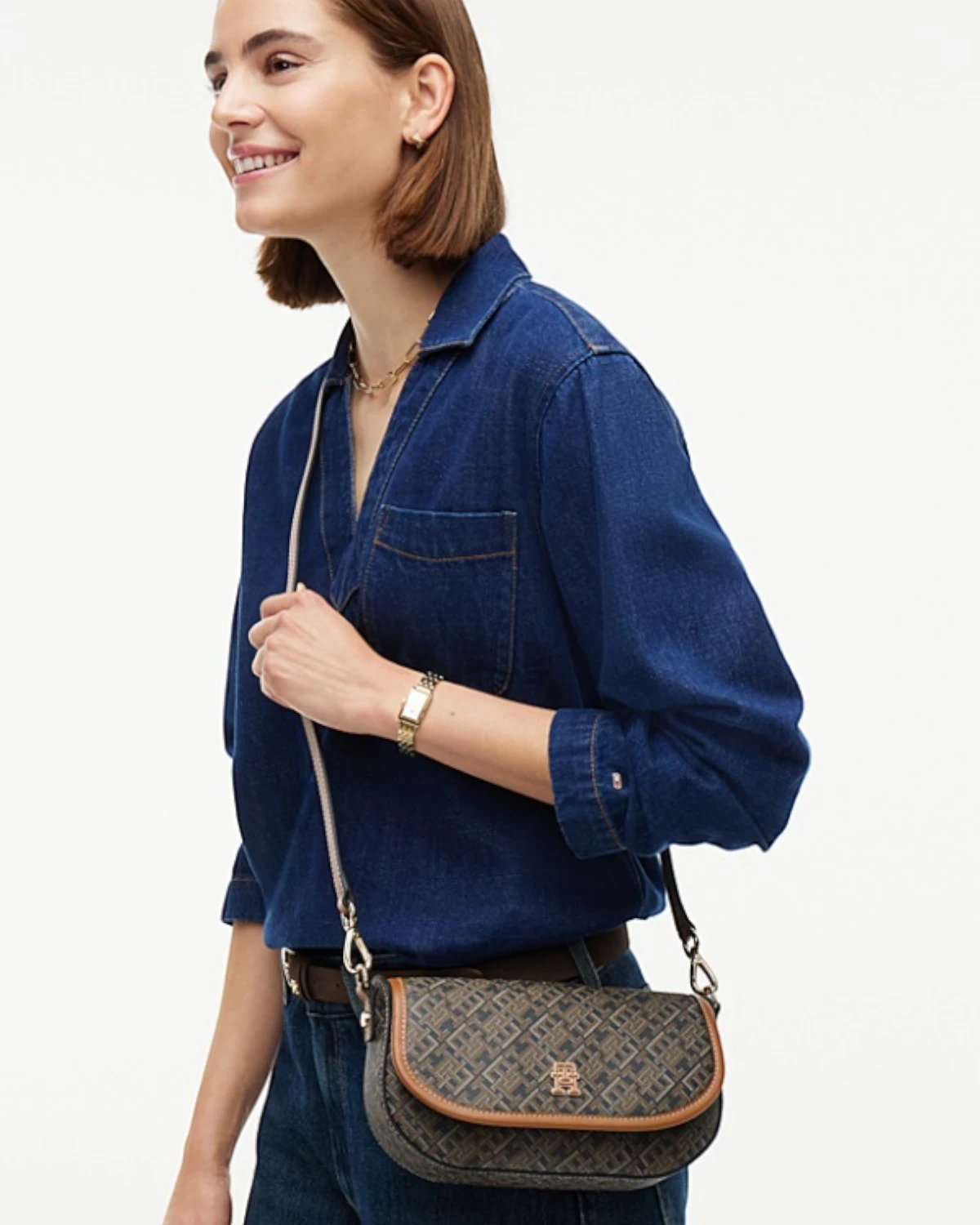 AW0AW19172-0GJ-OS Tommy Hilfiger TH Monoplay Crossbody With Leath Black Mix